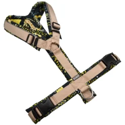 BUMER Hundegeschirr, gepolstert ohne geteilten Bruststeg, Größe L, Gurtband PREMIUM Soft Beige, OXFORD, Ringe silberfarbig (Edelstahl)